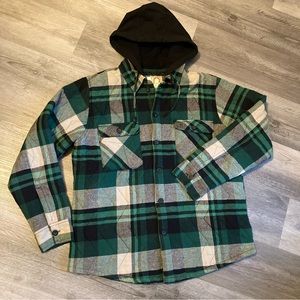 OP quilted green plaid hooded jacket